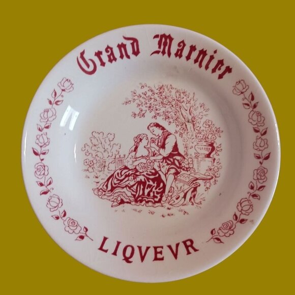French Vtg Grindley Grand Marnier Trinket Dish Jewelry  With Romantic Scene - Picture 2 of 7